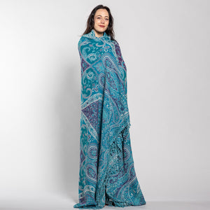 Jamawar Wool Reversible Shawl - Blanket