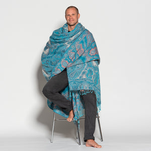 Jamawar Wool Reversible Shawl - Blanket