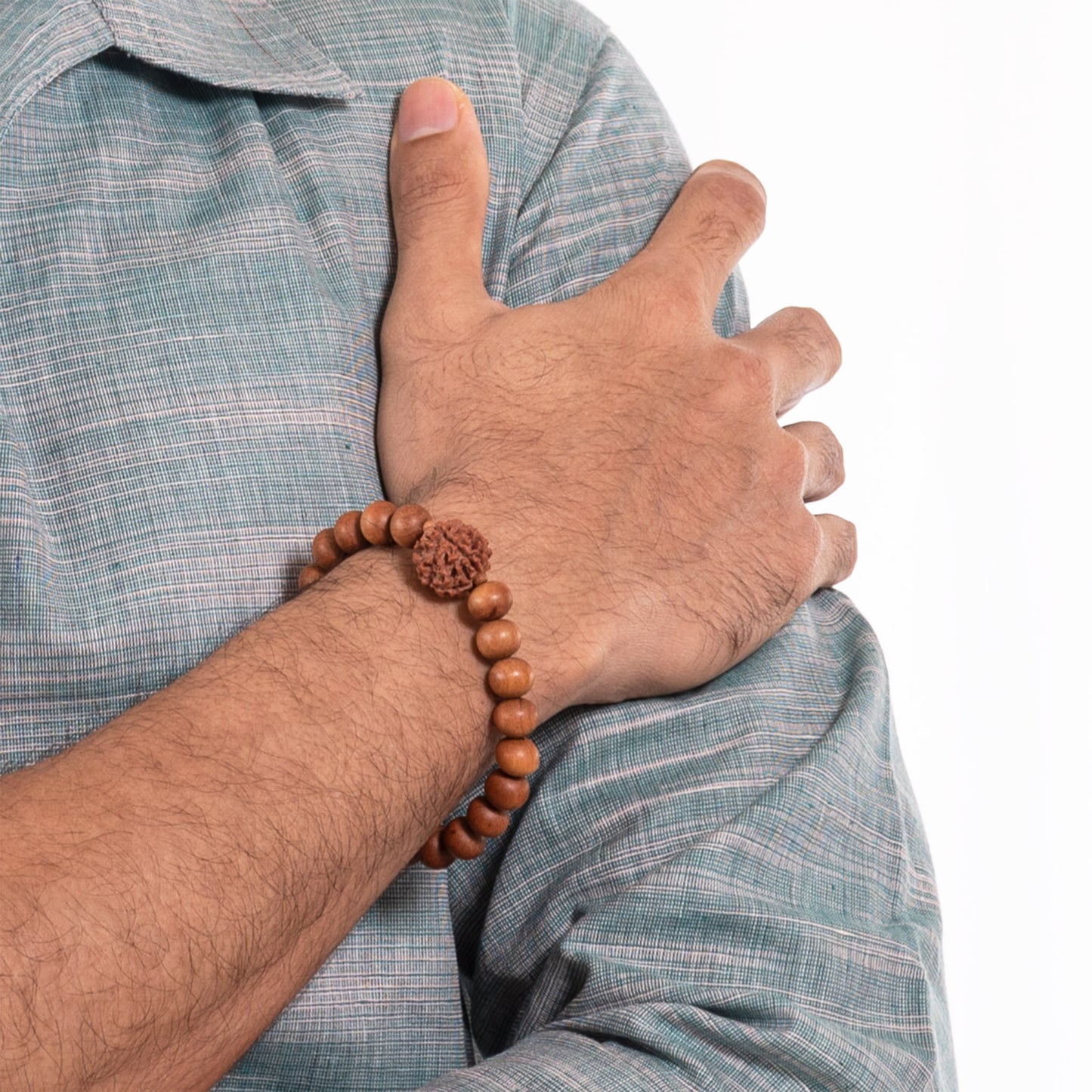 Omkara – Amritapuri Rudraksha & Whitewood Mala Bracelet