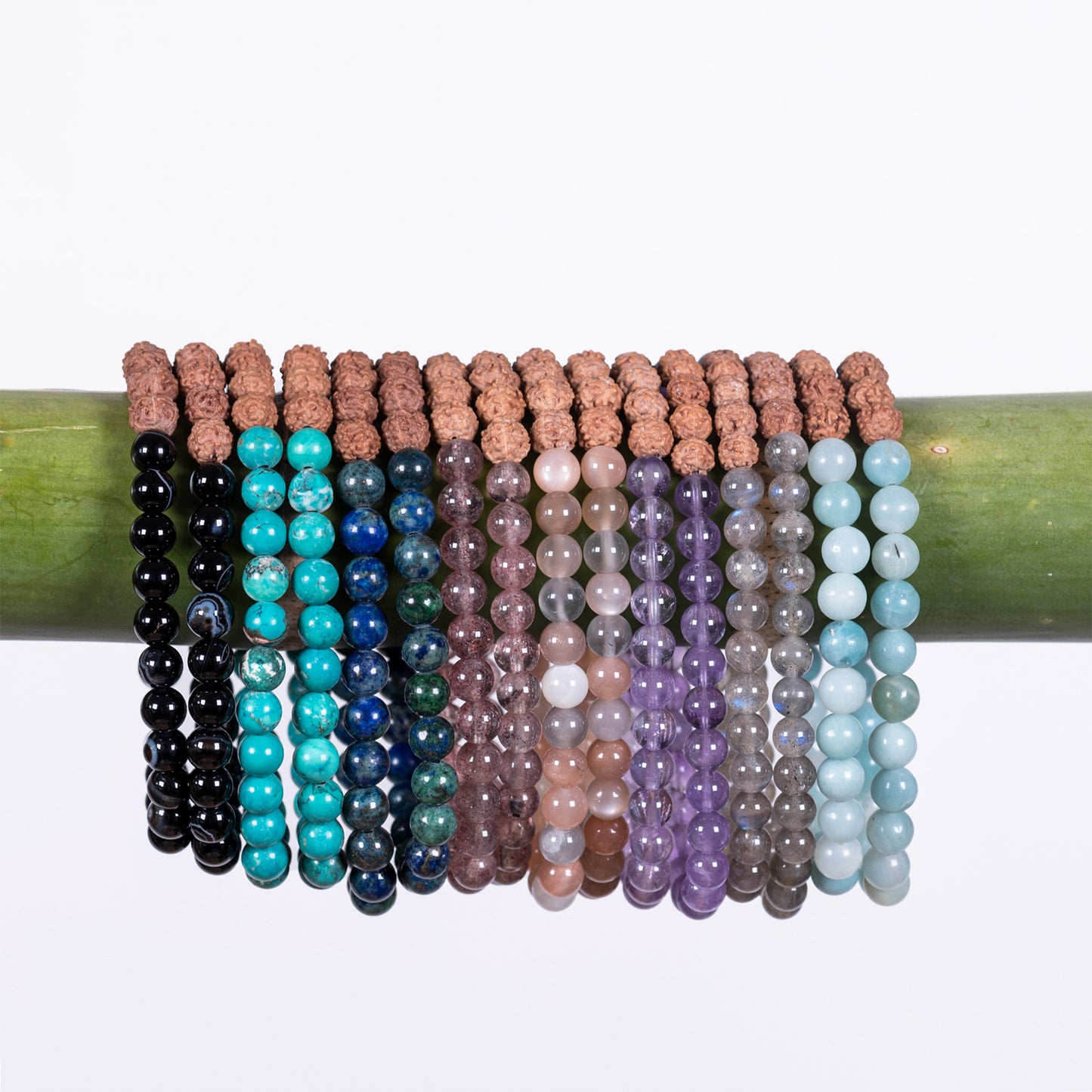 Kanti Gemstone & 5-Rudraksha Bracelet