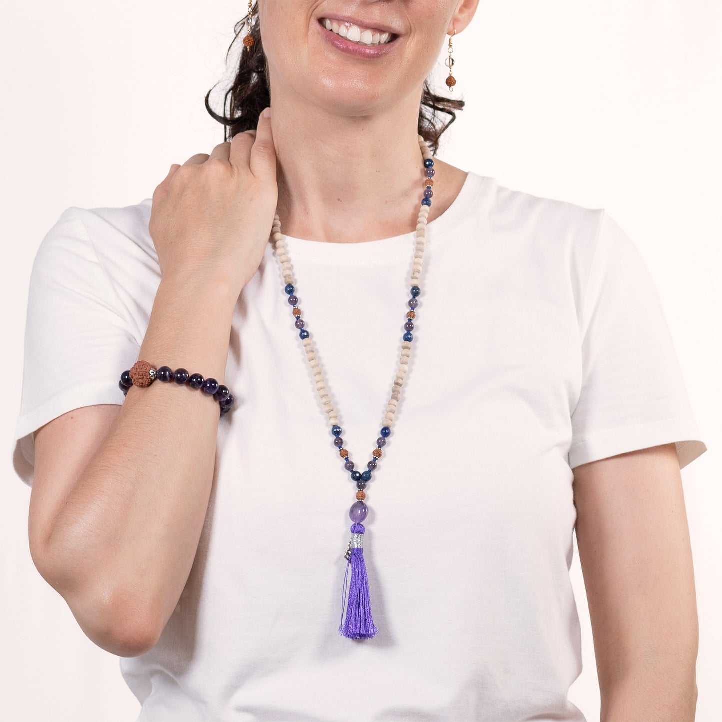 Vrinda - Tulsi & Gems Mini Om Mala