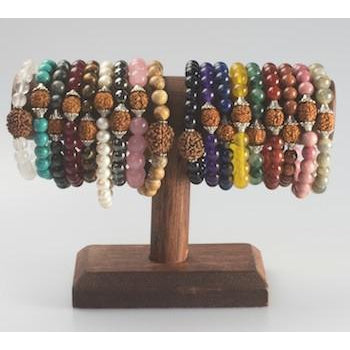 Gemstone on elastic bracelet