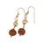 Rudraksha Drop Earrings with Gold Beads