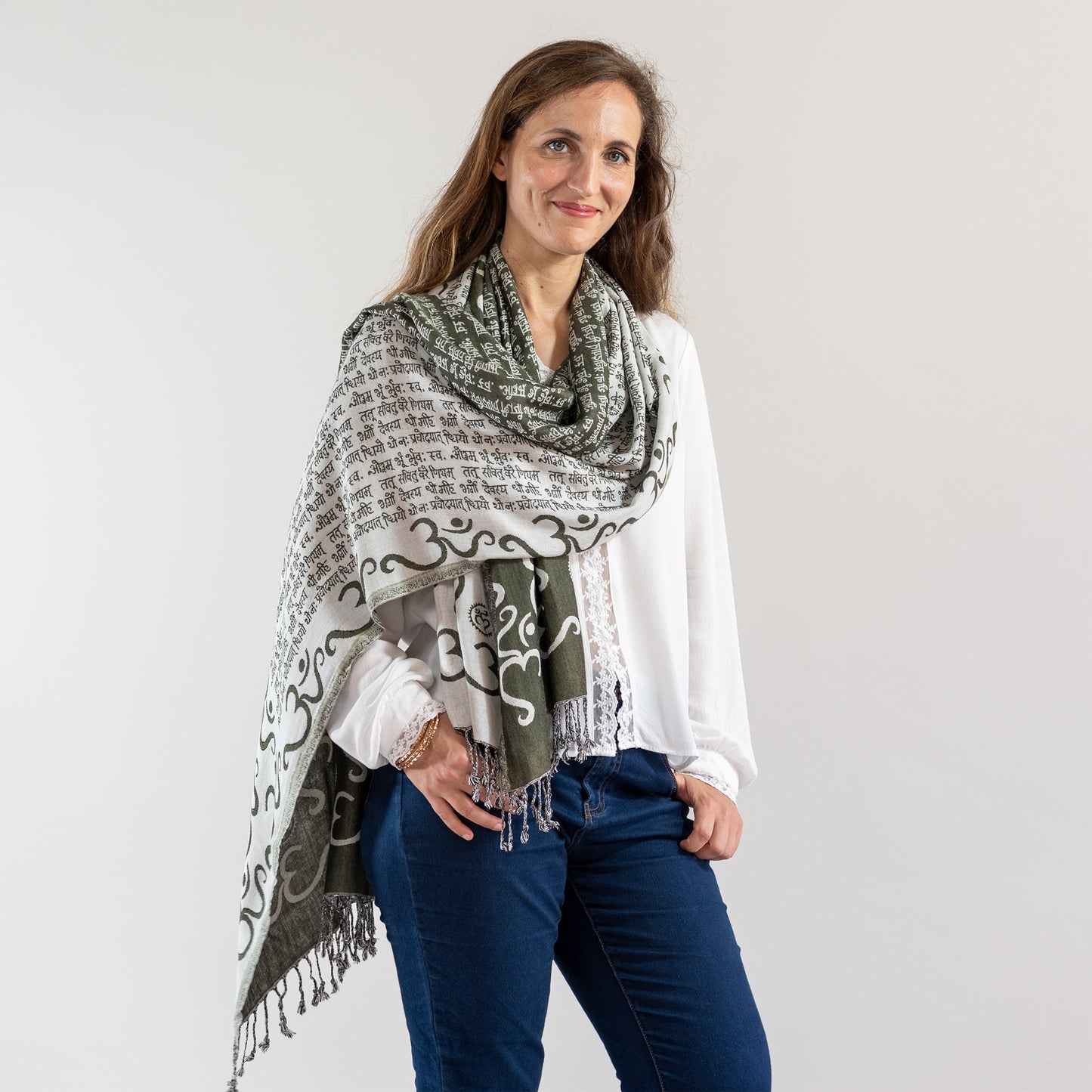 Om Gayatri Mantra Reversible Shawl