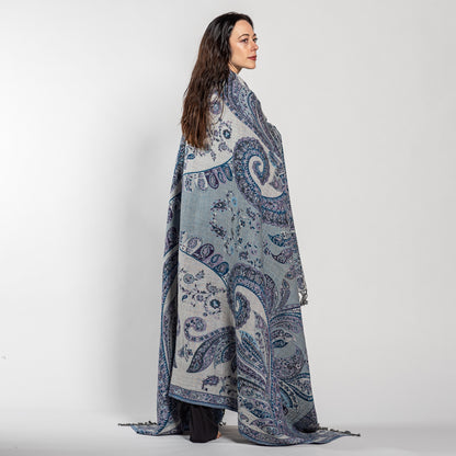 Jamawar Wool Reversible Shawl - Blanket