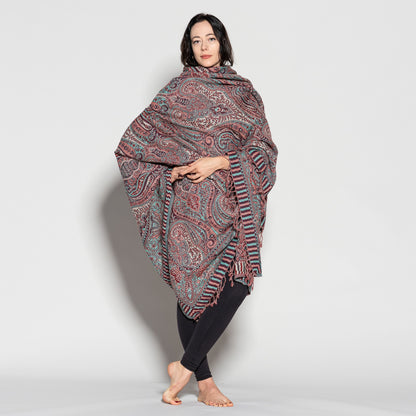 Jamawar Wool Reversible Shawl - Blanket