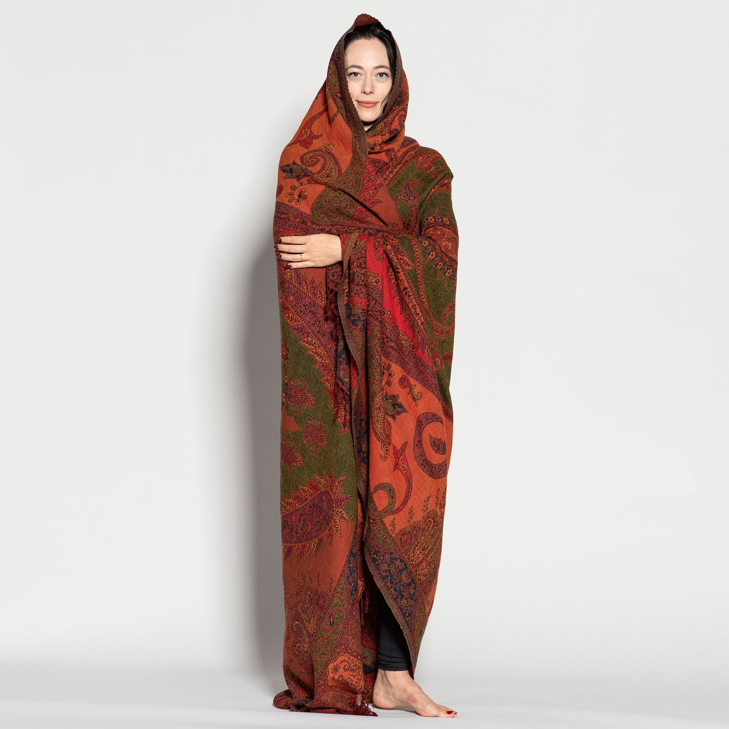 Jamawar Wool Reversible Shawl - Blanket