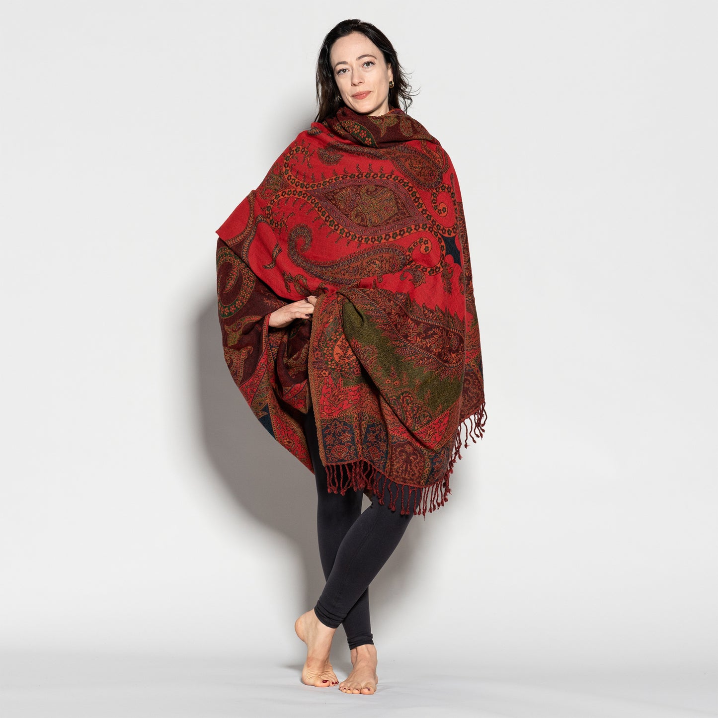 Jamawar Wool Reversible Shawl - Blanket
