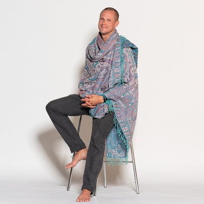 Jamawar Wool Reversible Shawl - Blanket