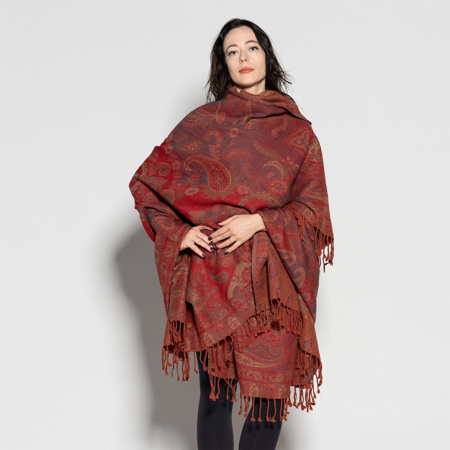 Jamawar Wool Reversible Shawl - Blanket