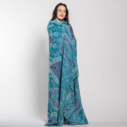 Jamawar Wool Reversible Shawl - Blanket