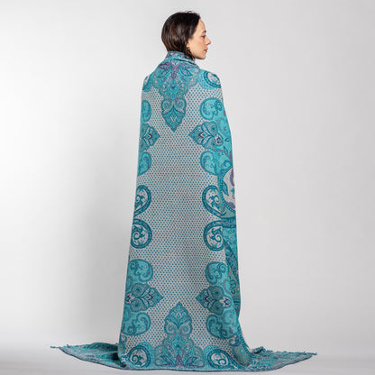 Jamawar Wool Reversible Shawl - Blanket