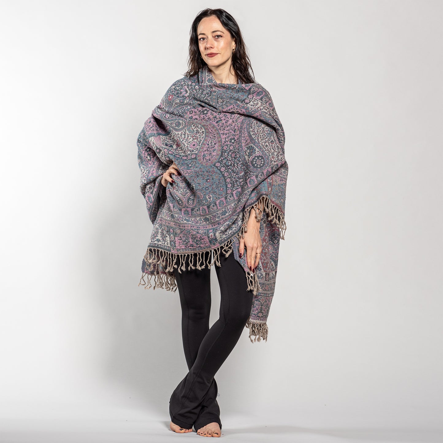 Jamawar Wool Reversible Shawl - Blanket