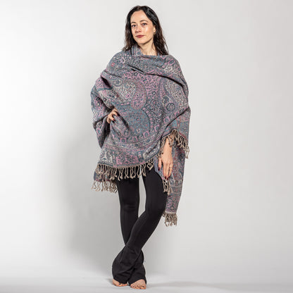 Jamawar Wool Reversible Shawl - Blanket
