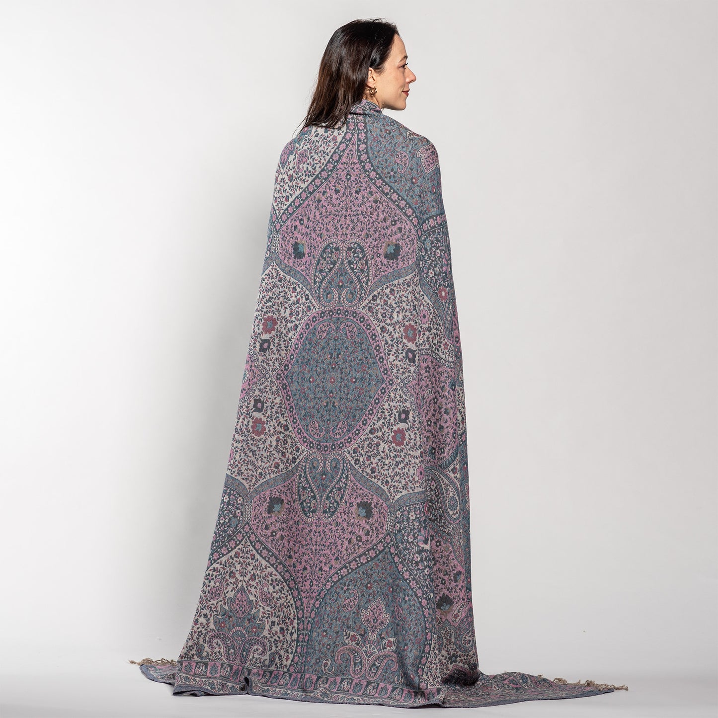 Jamawar Wool Reversible Shawl - Blanket