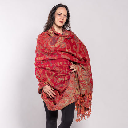 Jamawar Wool Reversible Shawl - Blanket