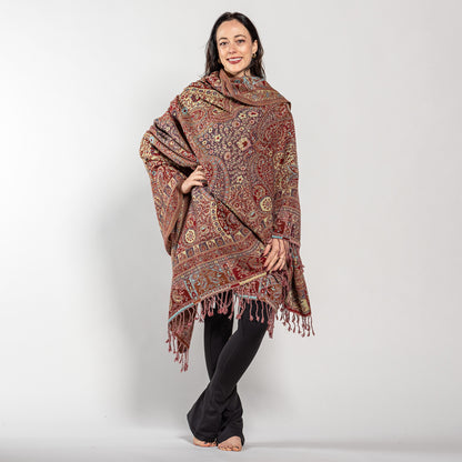 Jamawar Wool Reversible Shawl - Blanket