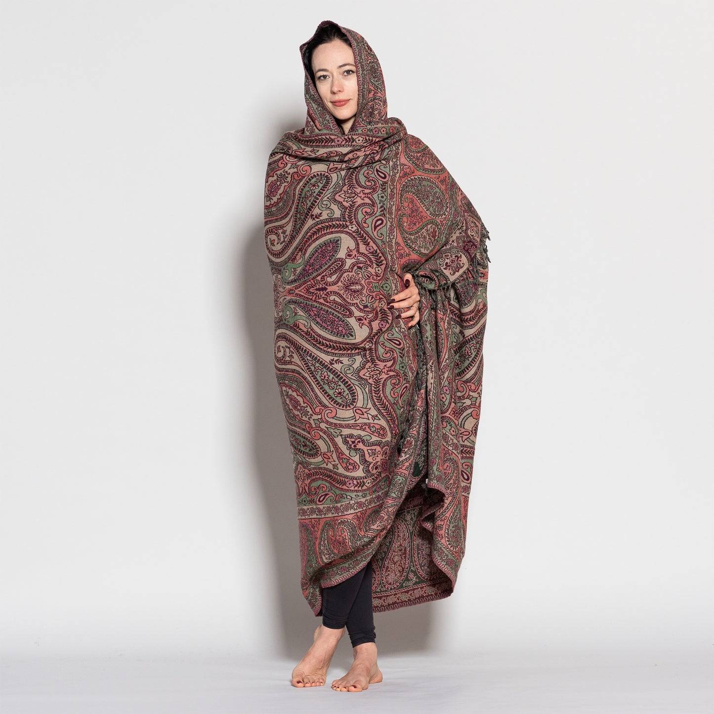 Jamawar Wool Reversible Shawl - Blanket