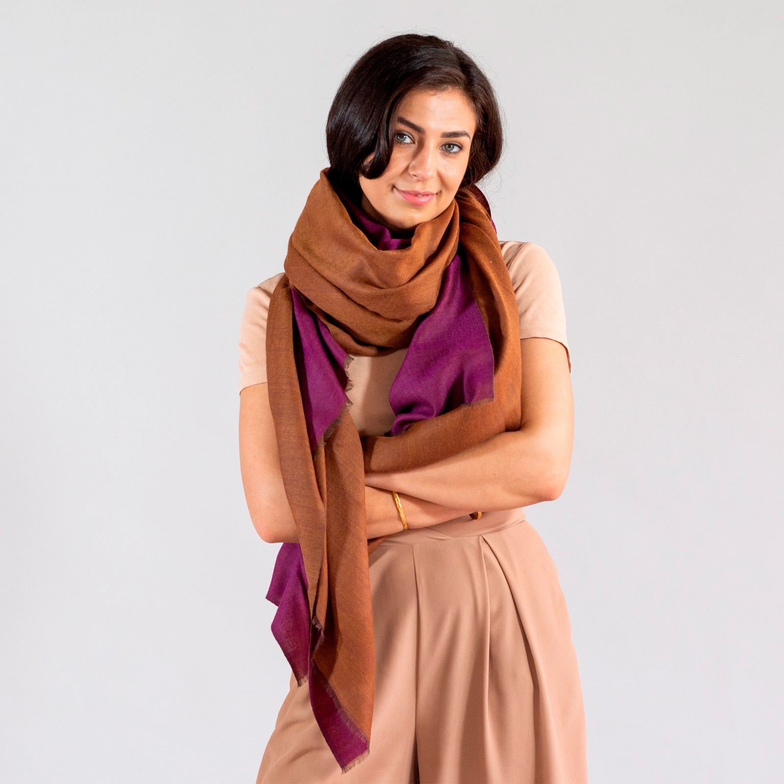 Reversible Double-Shade Soft-Wool Shawl