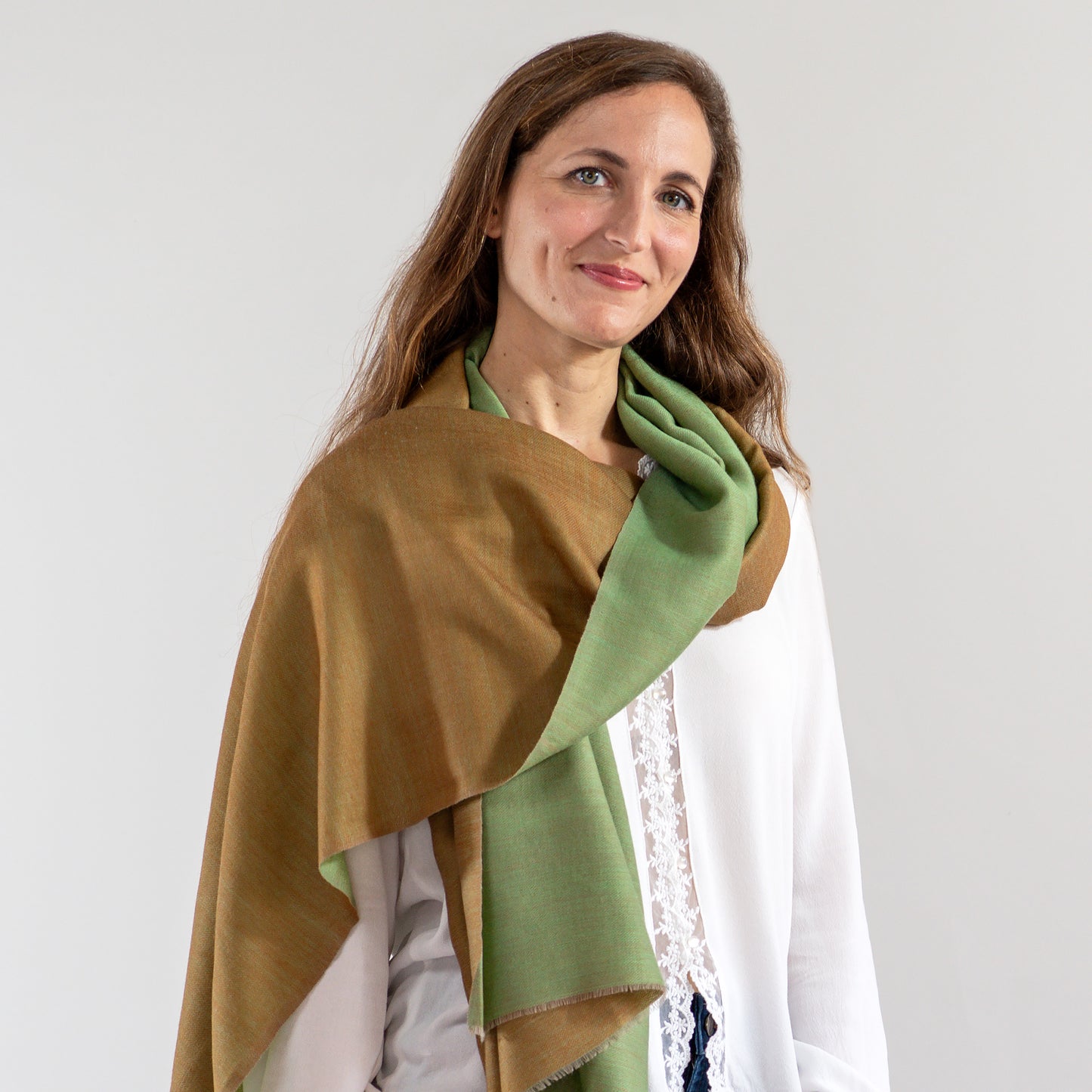 Reversible Double-Shade Soft-Wool Shawl
