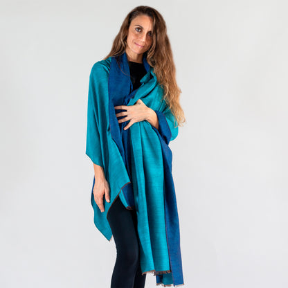 Reversible Double-Shade Soft-Wool Shawl