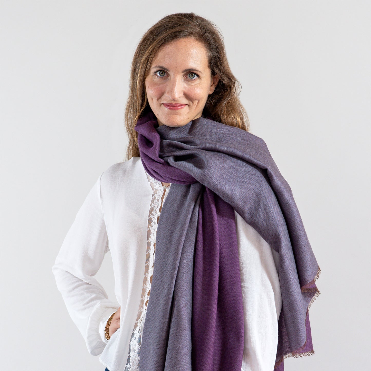 Reversible Double-Shade Soft-Wool Shawl