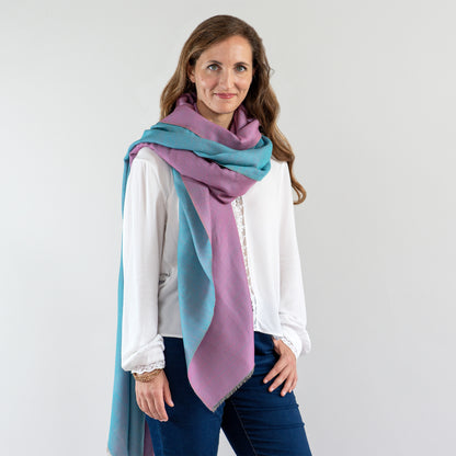 Reversible Double-Shade Soft-Wool Shawl