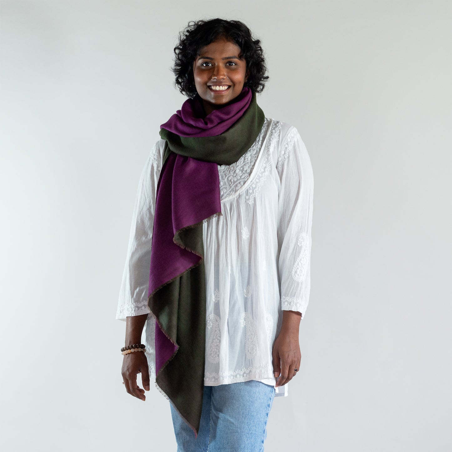 Reversible Double-Shade Soft-Wool Shawl