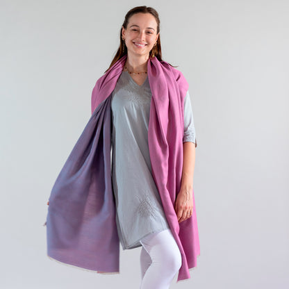 Reversible Double-Shade Soft-Wool Shawl