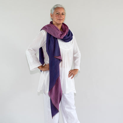 Reversible Double-Shade Soft-Wool Shawl