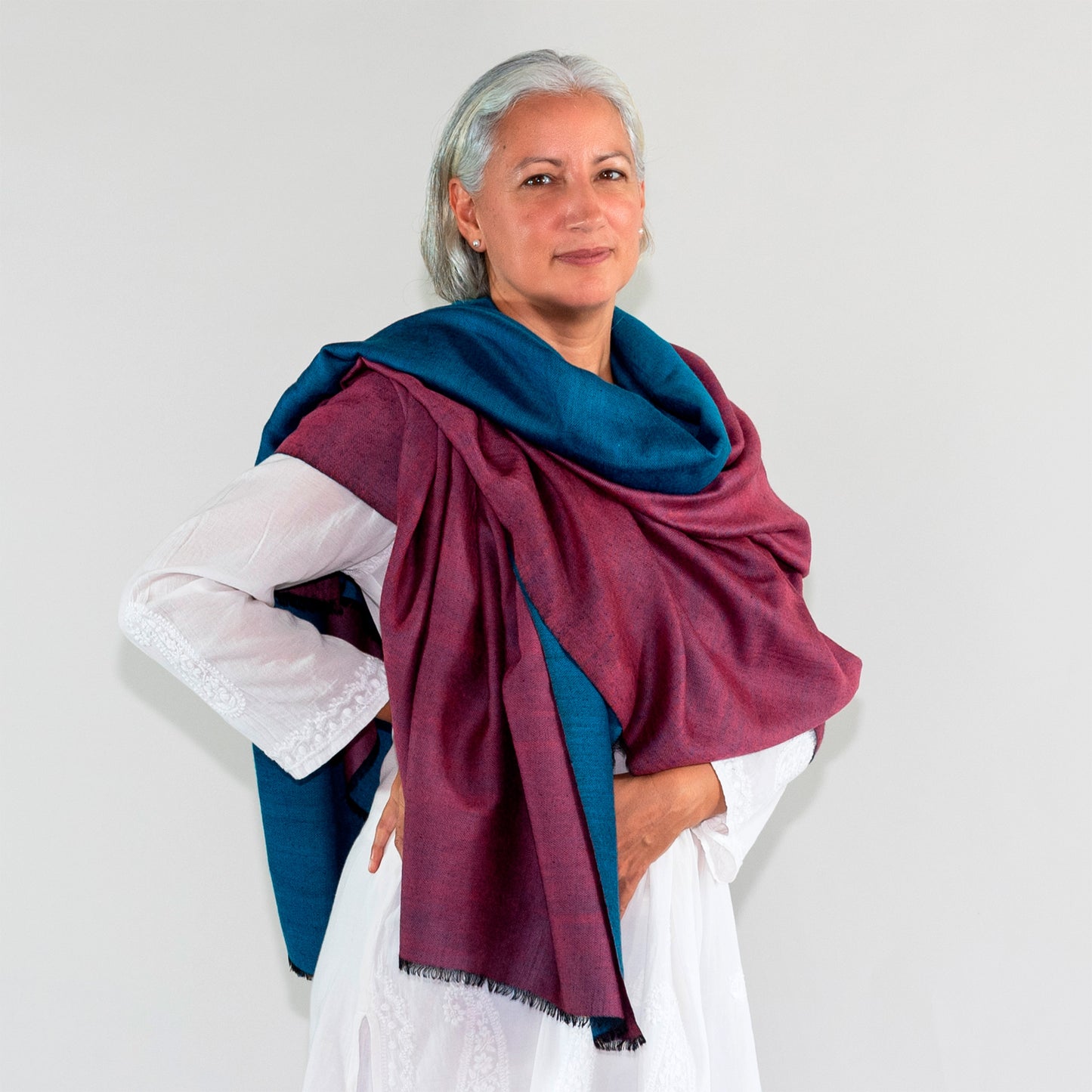 Reversible Double-Shade Soft-Wool Shawl