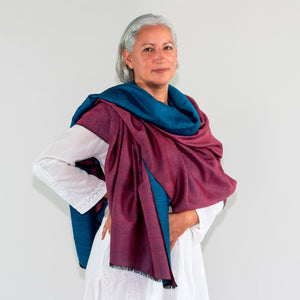 Reversible Double-Shade Soft-Wool Shawl