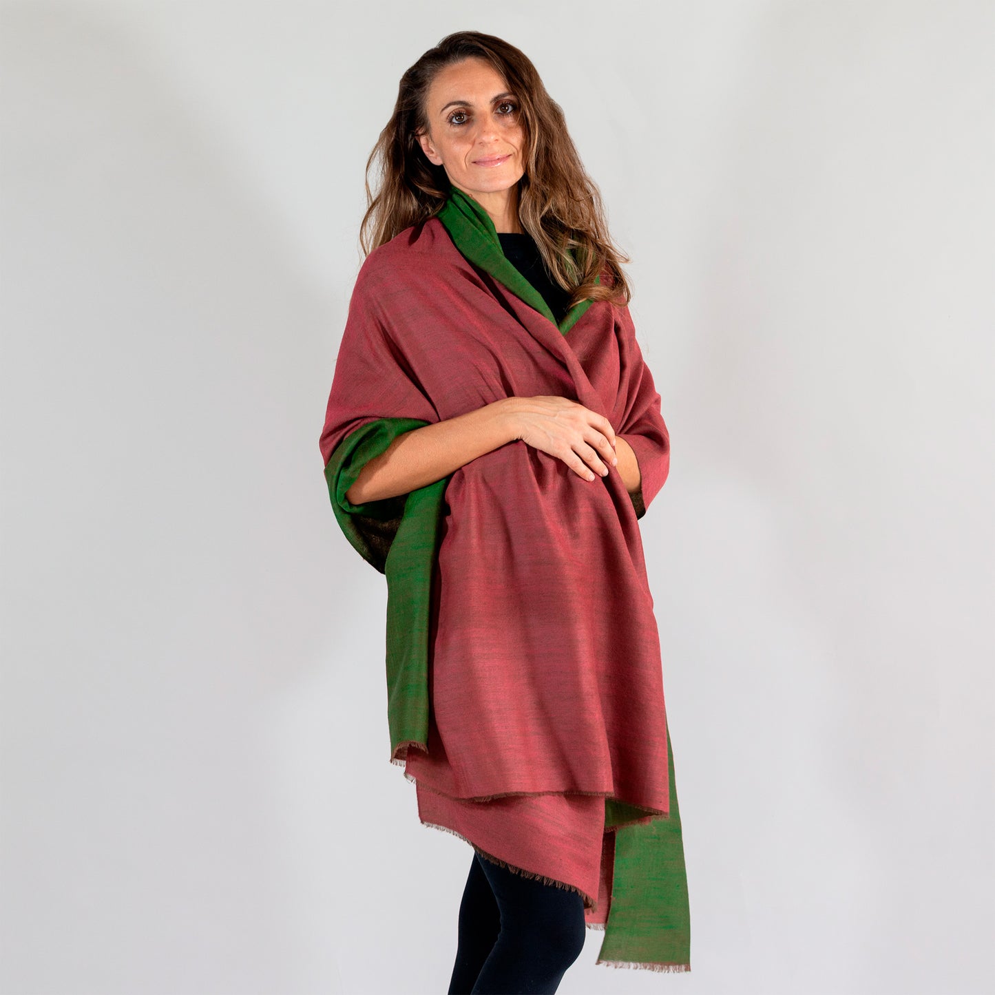 Reversible Double-Shade Soft-Wool Shawl