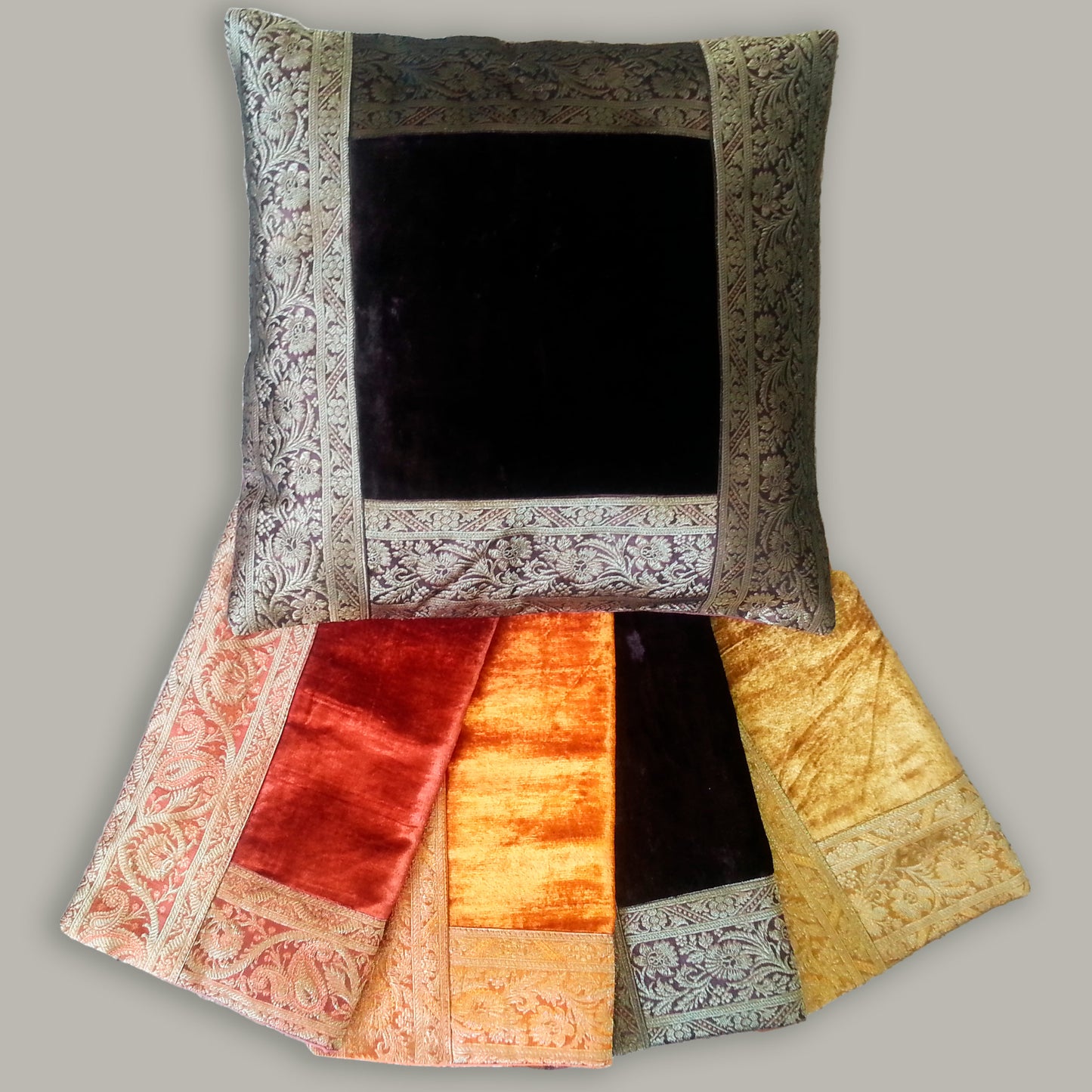 Cushion Cover (Brocade Border) — Royal Rajasthani Collection