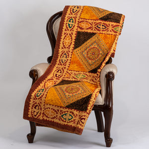 Rich Chocolate and Golden Yellow Velvet with Red-Gold