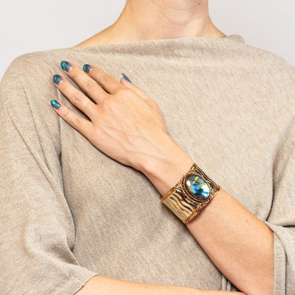 Devi Tri-Metal Oval-Stone Cuff