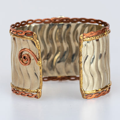 Devi Tri-Metal Oval-Stone Cuff