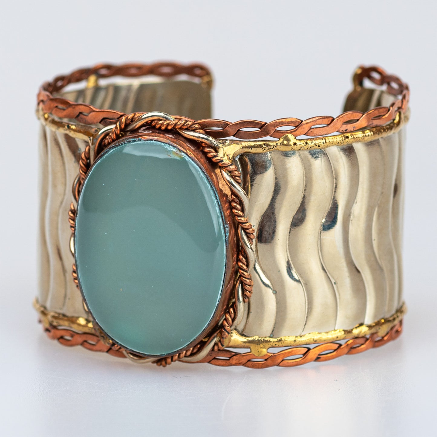 Devi Tri-Metal Oval-Stone Cuff