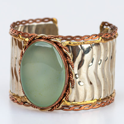 Devi Tri-Metal Oval-Stone Cuff