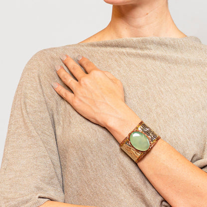 Devi Tri-Metal Oval-Stone Cuff