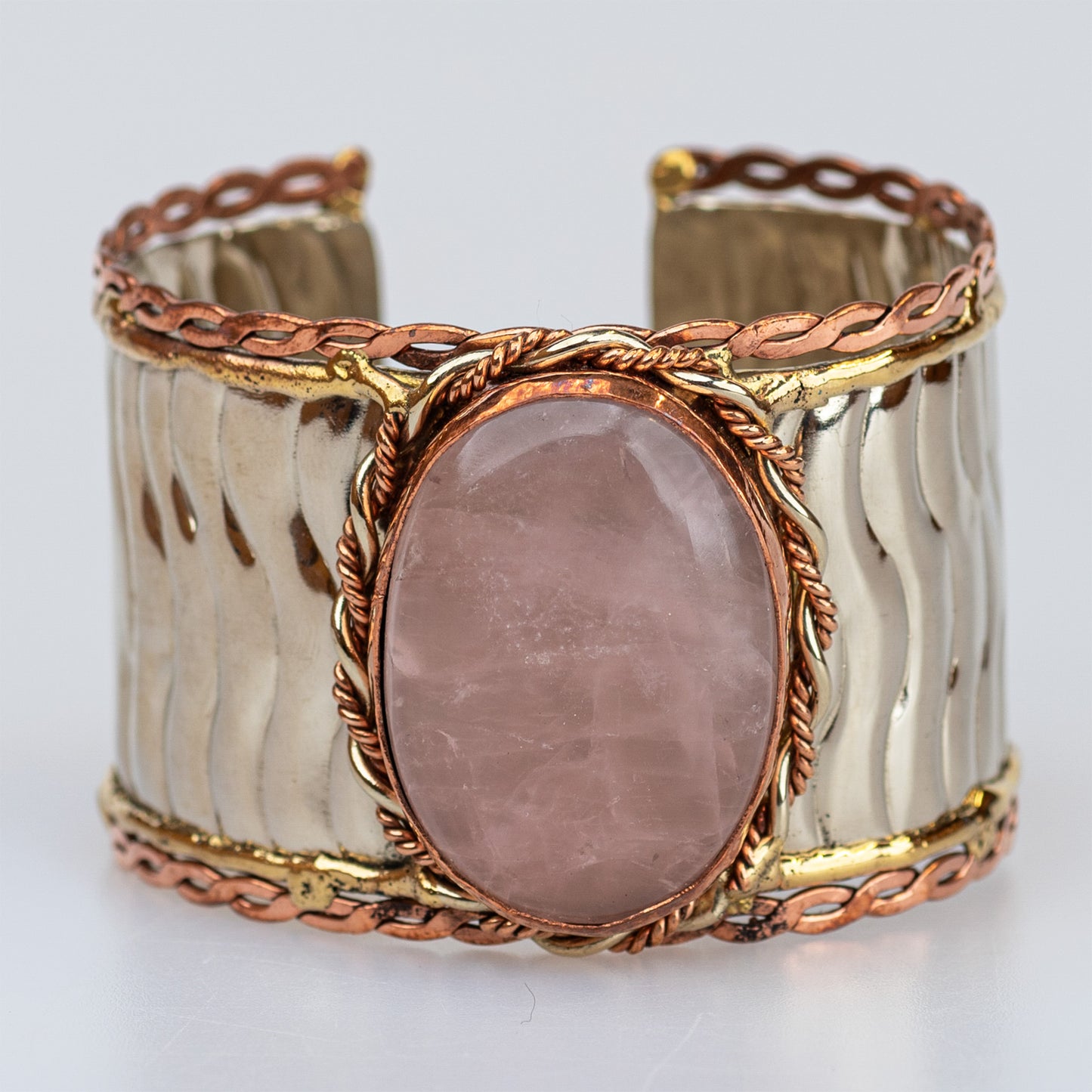 Devi Tri-Metal Oval-Stone Cuff