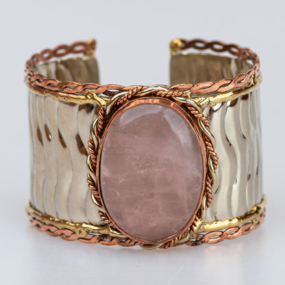 Devi Tri-Metal Oval-Stone Cuff