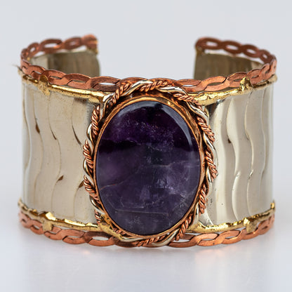 Devi Tri-Metal Oval-Stone Cuff