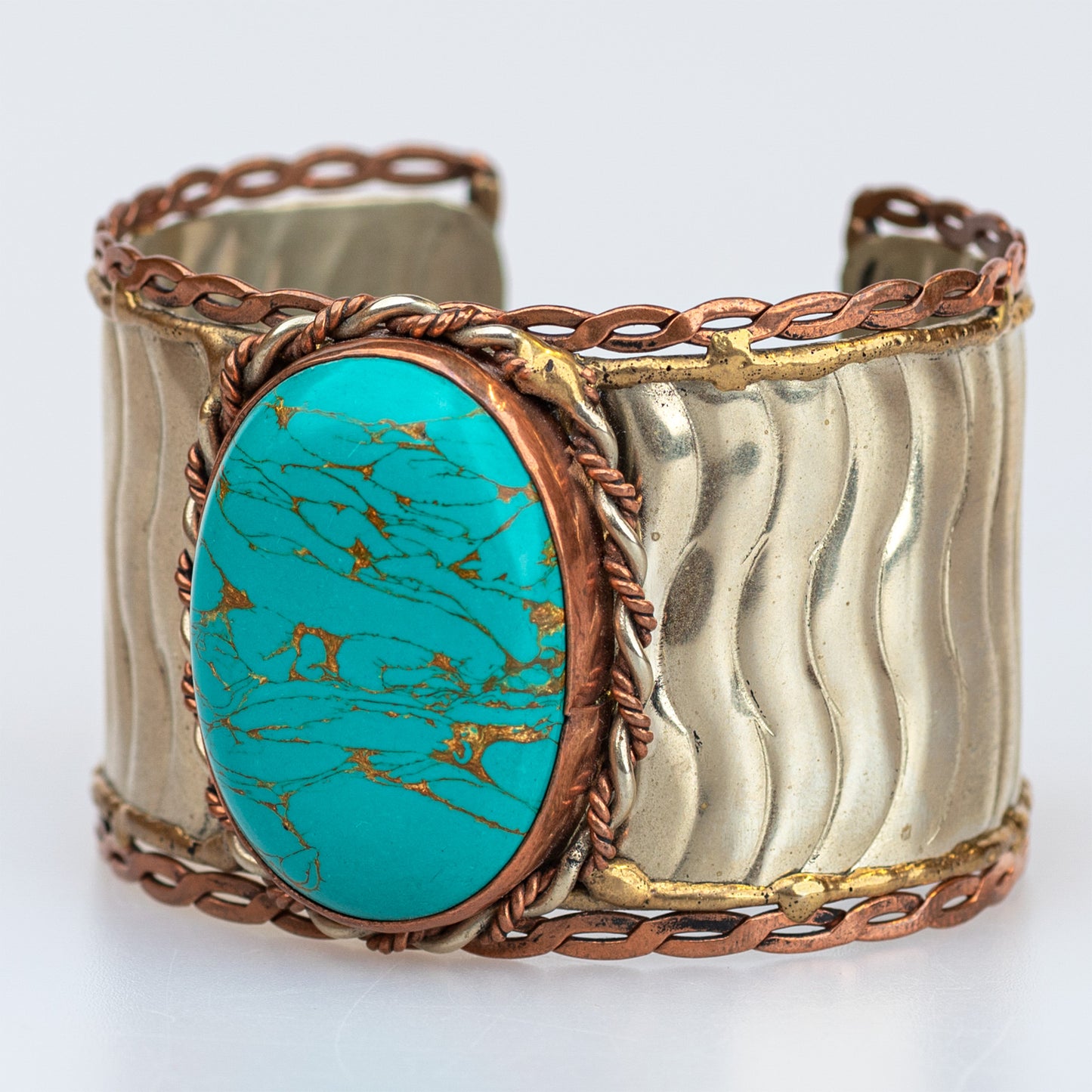 Devi Tri-Metal Oval-Stone Cuff