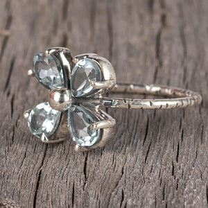 Sterling Silver Clover Gemstone Ring