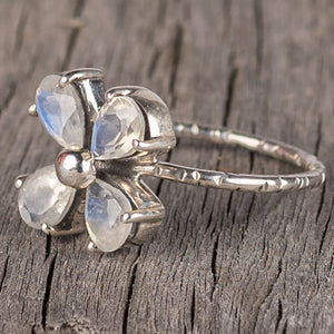 Sterling Silver Clover Gemstone Ring