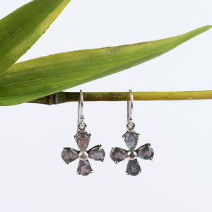 Sterling Silver Clover Gemstone Earrings