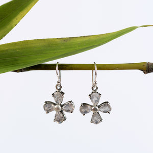 Sterling Silver Clover Gemstone Earrings