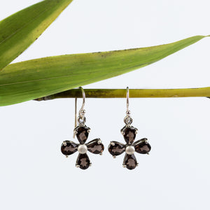 Sterling Silver Clover Gemstone Earrings