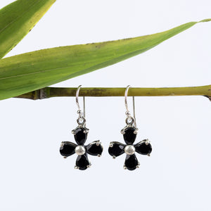 Sterling Silver Clover Gemstone Earrings